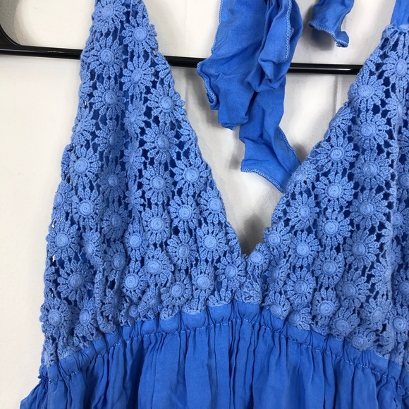 Regalinas Flower Crochet Halter Maxi Dress Sz XS - Picture 4 of 14